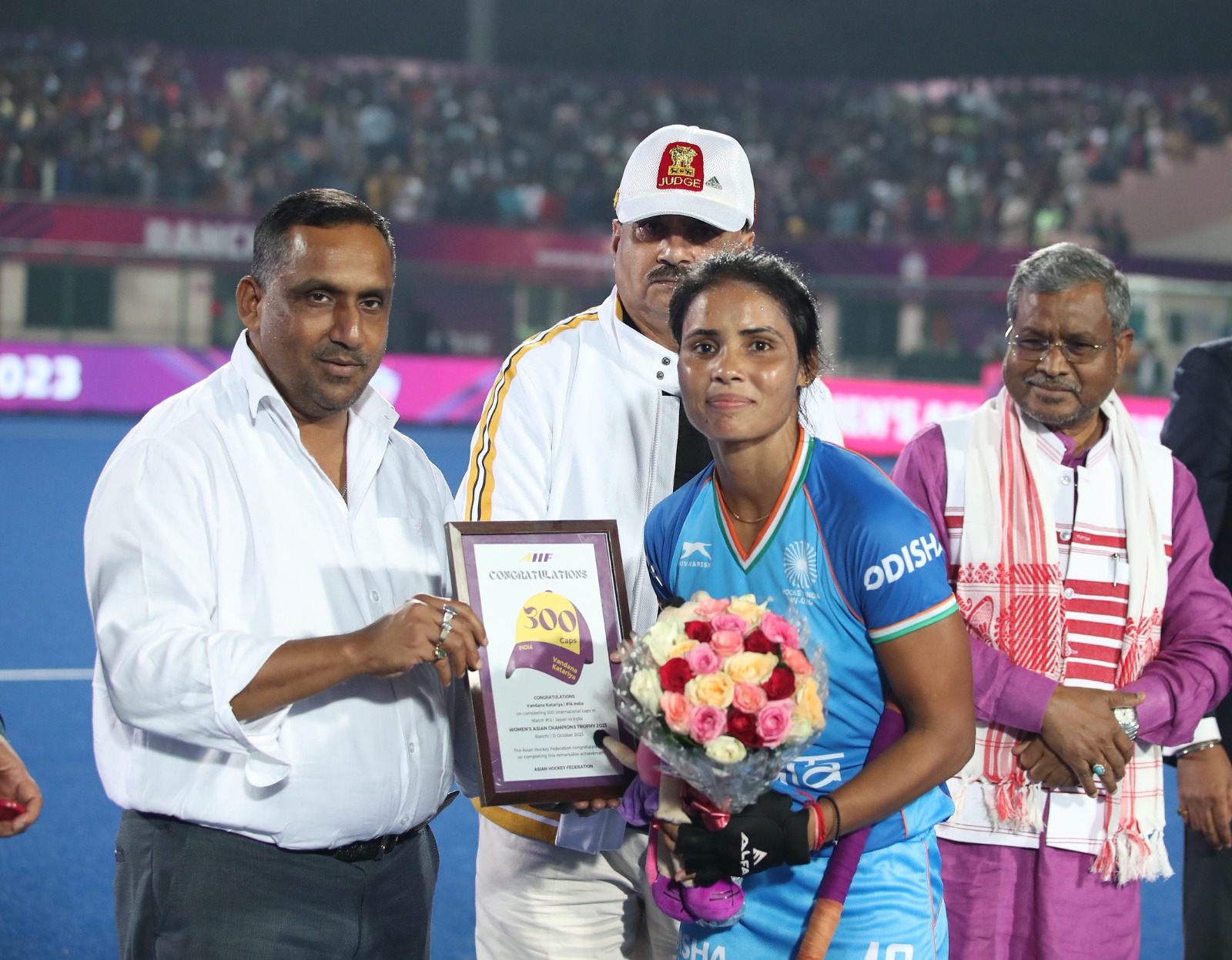Hockey India congratulates Vandana Katariya on completing 300 international matches